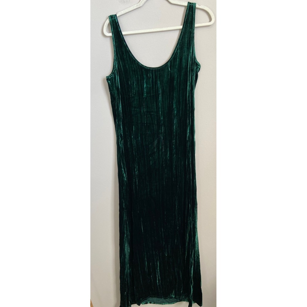 Enza Costa Velvet Maxi Dress Emerald Green Silk Viscose Sleeveless Size Medium - Picture 6 of 6